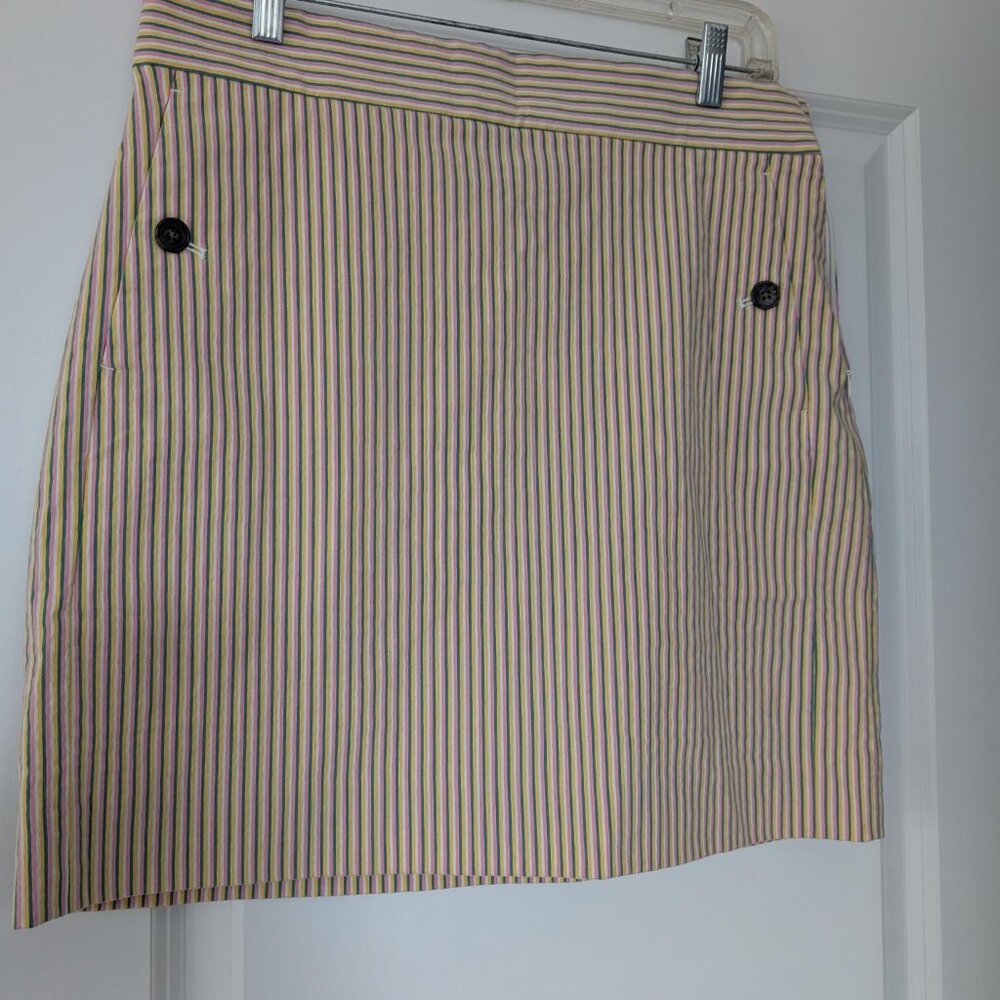 J Crew Lined Cotton Skirt Yellow White Green Pink